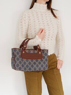 Authentic Preowned Vintage Celine Blue Denim Triomphe Boogie Bag